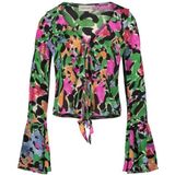 Fabienne Chapot - Blouse - Groen - Multicolor - V-hals - Ruches - Lange Mouwen