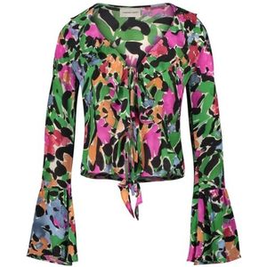 Fabienne Chapot - Blouse - Groen - Multicolor - V-hals - Ruches - Lange Mouwen
