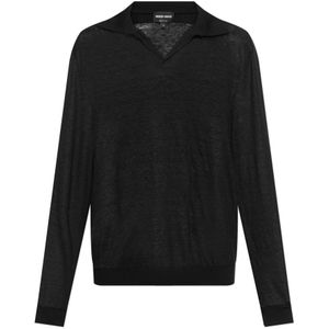 Giorgio Armani, Heren, Truien, Zwart, Maat: XL Linnen,
