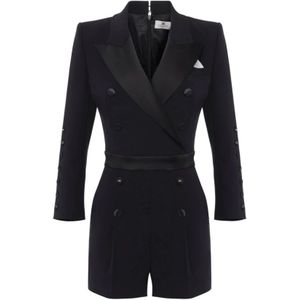 Elisabetta Franchi, Dames, Jumpsuits & Playsuits, Zwart, Maat: XL Satijn,