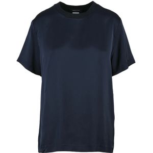 Fabiana Filippi, Dames, Tops, Blauw, Maat: M Satijn,