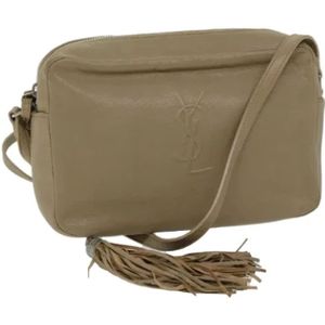 Yves Saint Laurent Vintage, Dames, Pre-owned, Beige, Maat: ONE Size Leer,