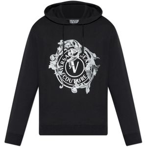 Versace Jeans Couture, Heren, Sweatshirts & Hoodies, Zwart, Maat: L Katoen,