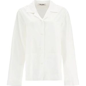 Miu Miu, Dames, Blouses & Shirts, Wit, Maat: S