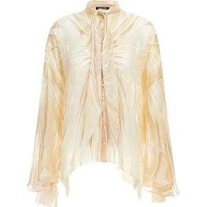 Roberto Cavalli, Dames, Blouses & Shirts, Beige, Maat: L Satijn,