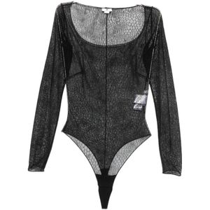 Elisabetta Franchi, Dames, Tops, Zwart, Maat: S Polyamide,