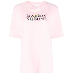 Maison Kitsuné, Dames, Tops, Roze, Maat: M Katoen,