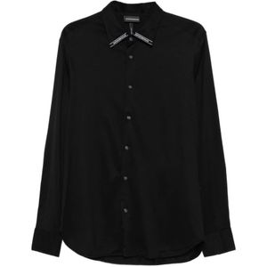 Emporio Armani, Heren, Overhemden, Zwart, Maat: XL
