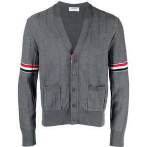 Thom Browne, Heren, Truien, Grijs, Maat: XL Wol,