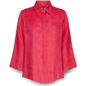 Elena Mirò, Dames, Blouses & Shirts, Rood, Maat: XL Linnen,