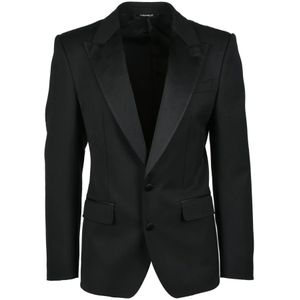 Dolce & Gabbana, Heren, Jassen, Zwart, Maat: S Zijde,