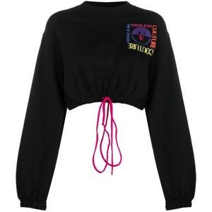Versace Jeans Couture, Dames, Sweatshirts & Hoodies, Zwart, Maat: S Katoen,
