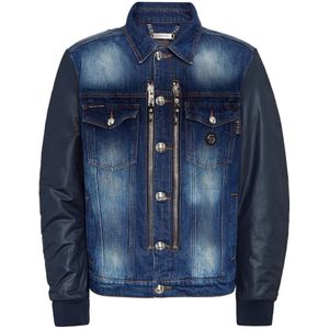 Philipp Plein, Heren, Jassen, Blauw, Maat: XL Denim,