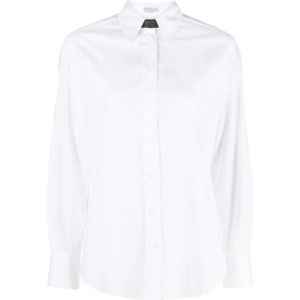 Brunello Cucinelli, Dames, Blouses & Shirts, Wit, Maat: S Katoen,