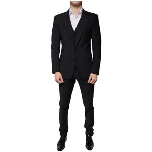 Dolce & Gabbana, Heren, Pakken, Zwart, Maat: L Wol,