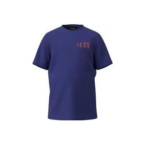 Dsquared2 Icon Loose Fit T-shirt , Blue , Heren , Maat: 152 CM