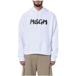 Msgm, Heren, Sweatshirts & Hoodies, Wit, Maat: XL Katoen,