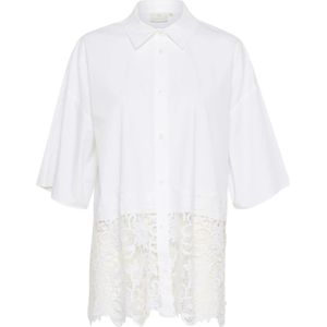 Kaffe, Dames, Blouses & Shirts, Wit, Maat: 2XL Katoen,