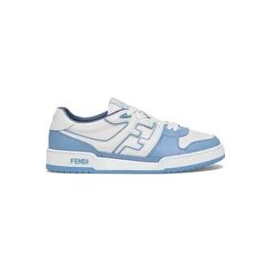 Fendi Blauwe Leren Sneakers met Witte Details , Blue , Heren , Maat: 43 EU