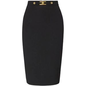 Elisabetta Franchi, Dames, Rokken, Zwart, Maat: S Satijn,