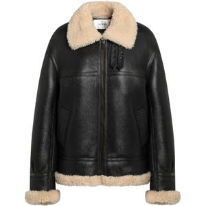 Saint Laurent, Dames, Jassen, Zwart, Maat: XS Leer,