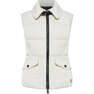 Moncler, Dames, Jassen, Beige, Maat: XS Leer,