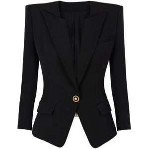 Balmain Grain de poudre 1-knoops jasje , Black , Dames , Maat: XS