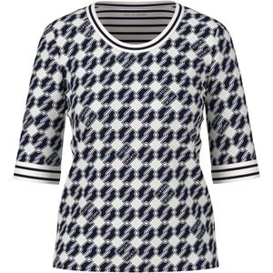 Marc Cain - T-shirt - Ecru/Zwart - Normale Pasvorm - Halve Mouw