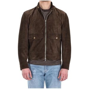 Brunello Cucinelli, Heren, Jassen, Bruin, Maat: 2XL Suède,