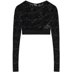 Versace Jeans Couture, Dames, Tops, Zwart, Maat: 2XS