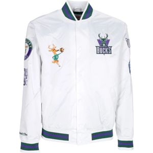 Mitchell & Ness, Heren, Jassen, Wit, Maat: XL Satijn,
