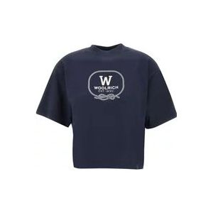 Woolrich T-shirts en Polos Collectie , Blue , Dames , Maat: L