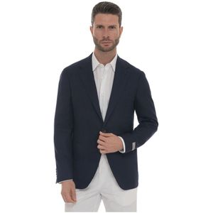 Canali, Heren, Jassen, Blauw, Maat: L Wol,