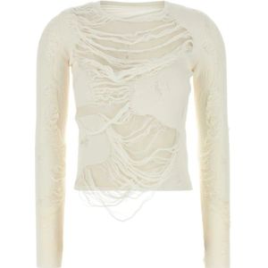 MM6 Maison Margiela, Dames, Truien, Beige, Maat: S Katoen,
