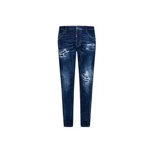 Dsquared2 Slim-Fit Blauwe Jeans met Versleten Details , Blue , Heren , Maat: 2XL