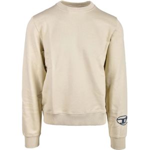 Diesel, Heren, Sweatshirts & Hoodies, Beige, Maat: 2XL Katoen,