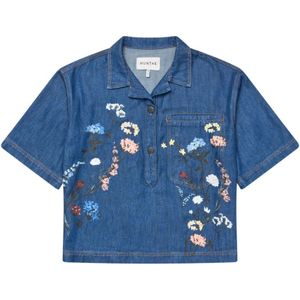 Munthe, Dames, Blouses & Shirts, Blauw, Maat: S Denim,