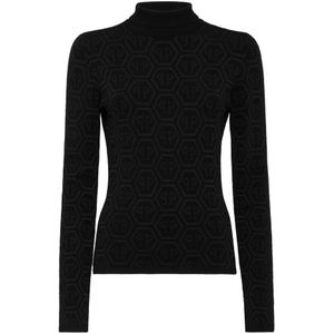 Philipp Plein, Dames, Truien, Zwart, Maat: M Viscose,
