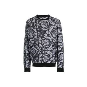 Versace Pullover met ronde halslijn , Black , Heren , Maat: L