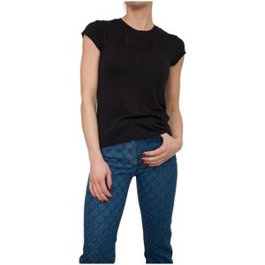 Elisabetta Franchi, Dames, Tops, Zwart, Maat: XS Katoen,