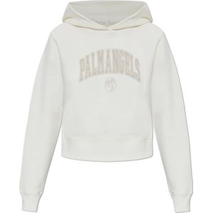 Palm Angels, Dames, Sweatshirts & Hoodies, Wit, Maat: S Katoen,