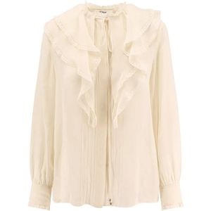 Chloé, Dames, Blouses & Shirts, Beige, Maat: L Zijde,