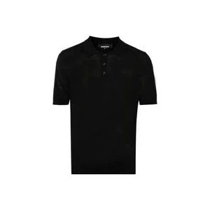 Dsquared2 Zwarte Gebreide Polo T-shirts en Polos , Black , Heren , Maat: XL