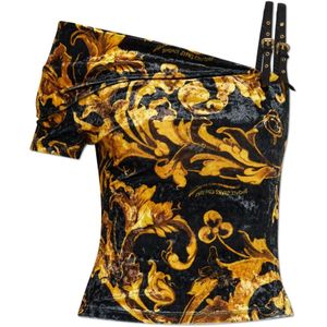 Versace Jeans Couture, Dames, Blouses & Shirts, Geel, Maat: 2XS Katoen,