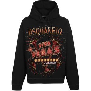 Dsquared2, Heren, Sweatshirts & Hoodies, Zwart, Maat: M Katoen,