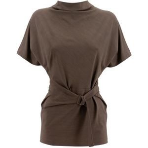 Brunello Cucinelli, Dames, Tops, Bruin, Maat: M Wol,