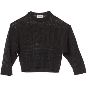 Moschino, Dames, Truien, Zwart, Maat: S Katoen,