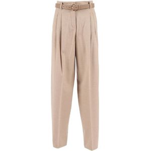 Max Mara Studio, Dames, Broeken, Beige, Maat: 2XS Leer,