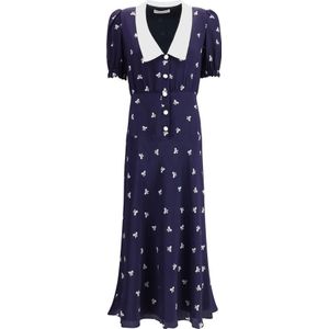 Alessandra Rich, Dames, Jurken, Blauw, Maat: 2XS Zijde,