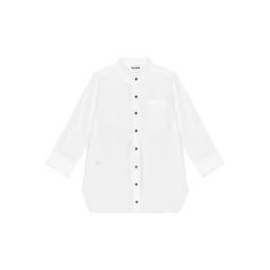Ganni Witte Katoenen Poplin Overhemd , White , Dames , Maat: S
